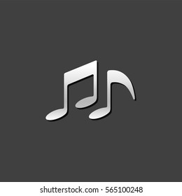 Music notes icon in metallic grey color style. Musical crotchets quaver