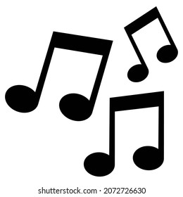 Music notes icon in modern silhouette style design. Vector illustration isolated on white background.