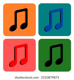 Icono de notas musicales. Señales musicales clave. Símbolos de Vector sobre fondo blanco. Conjunto de íconos de notas musicales, Símbolo de notas musicales, Ilustración vectorial.