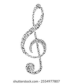 Music notes icon, musical key signs, treble clef