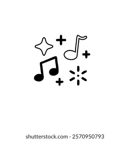 Music notes icon. Musical key signs. Vector symbols on white background.Music notes icon set, Music notes symbol, vector illustration.