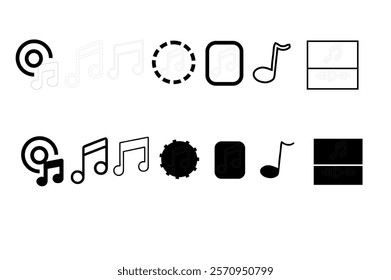 Music notes icon. Musical key signs. Vector symbols on white background.Music notes icon set, Music notes symbol, vector illustration.