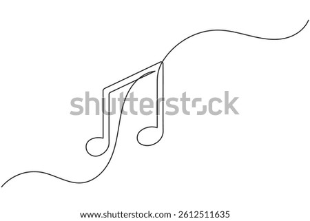 Music notes icon  one line drawing minimalist outline vector illustration