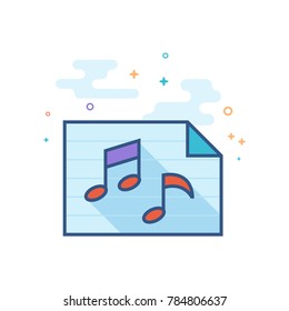 Music notes icon in outlined flat color style. Vector illustration.