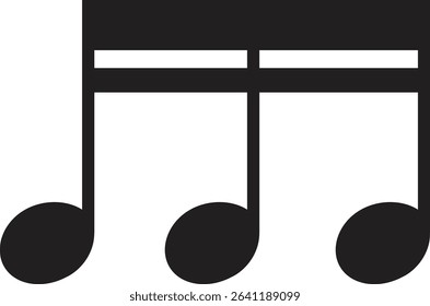 Music notes icon. Poised flat and line symbol photograph, emphasized by defined bold, musically perfect, clarity, horizontal, sound isolated on transparent background, used for web.