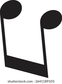 Music notes icon. Poised flat and line symbol photograph, emphasized by defined bold, musically perfect, clarity, horizontal, sound isolated on transparent background, used for web.