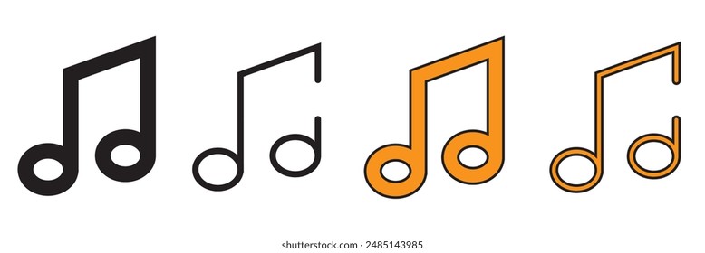 Music notes icon set. Set of musical notes. Black musical note icons. Music elements. Isolated music notes symbols on white background. Simple musical notes signs. Vector illustration