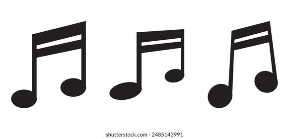 Music notes icon set. Set of musical notes. Black musical note icons. Music elements. Isolated music notes symbols on white background. Simple musical notes signs. Vector illustration