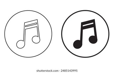 Music notes icon set. Set of musical notes. Black musical note icons. Music elements. Isolated music notes symbols on white background. Simple musical notes signs. Vector illustration