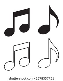 Music notes icon set. Musical key symbols. Music notes symbol vector illustration. music web icon set vector on white background