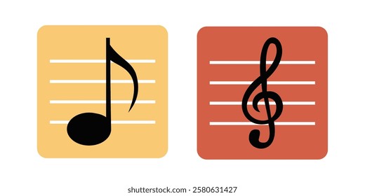 Music notes icon set. Musical key symbols. Music notes symbol vector art illustration design.