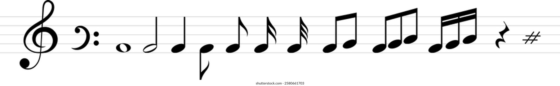 Music notes icon set. Musical symbols. Music note symbol. Vector icon set. EPS 10