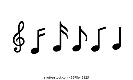 Music notes icon set. Musical key symbols. Music notes symbol vector illustration.