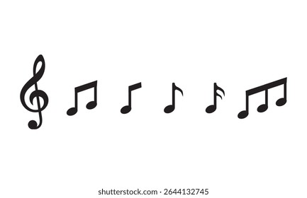 Music notes icon set. Musical key symbols. Music notes symbol vector illustration