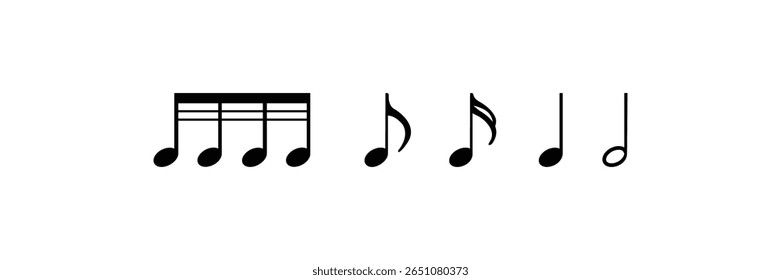 Music notes icon set. Musical key symbols. Music notes symbol vector illustration