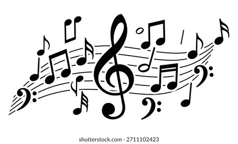 Conjunto de iconos de notas musicales. Símbolos clave musicales. Notas musicales símbolo Vector eps 10