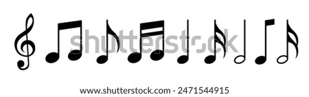 Music notes icon set. Musical key symbols. Music notes symbol vector illustration. 