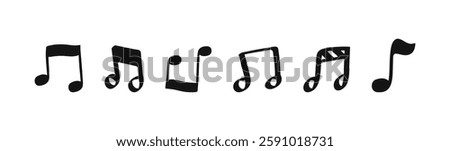 Music notes icon set. Musical key symbols. Music notes symbol vector illustration.