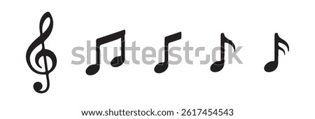 Music notes icon set. Musical key symbols. Music notes symbol vector illustration