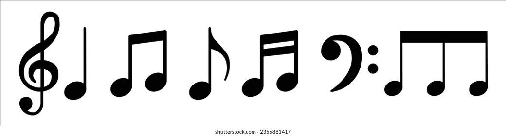 Music notes icon set, Music notes sign and symbol, vector illustration.