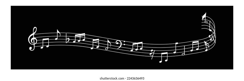 Music notes icon set, Music notes symbol ,Music notes wave, musical notes on vector illustration on black background