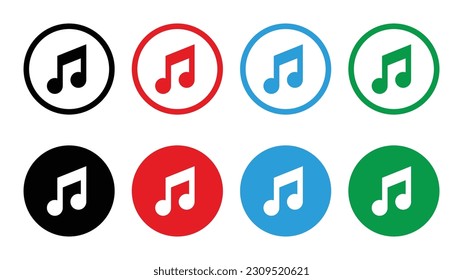 Music notes icon set. Music notes symbol, vector illustration isolated on white background	