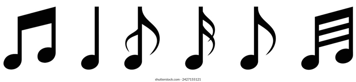 Musiknotizen-Symbolsatz, Notensymbol, Vektorgrafik.