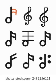 Music notes icon set, Music notes symbol ,Music notes wave, musical notes on vector illustration