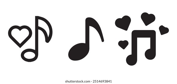 Music notes icon set, Music notes symbol, musical instrument silhouettes.vector illustration