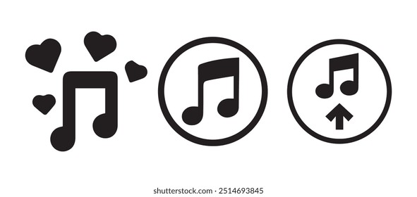 Music notes icon set, Music notes symbol, musical instrument silhouettes.vector illustration