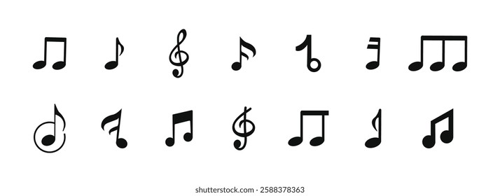 Music notes icon set, Music notes symbol, vector illustration 