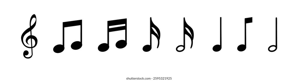 Music notes icon set, Music notes symbol, vector.