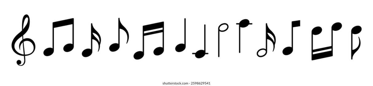 Music notes icon set, Music notes symbol, vector stock illustration 10 eps.