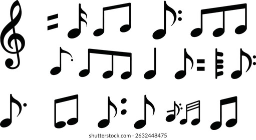 Music notes icon set, Music notes symbol, vector illustration