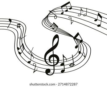 Conjunto de iconos de notas musicales, Símbolo de notas musicales, Notas musicales png. Variedades de notas musicales. Fondo musical.