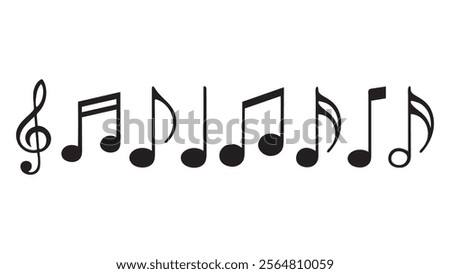Music notes icon set. Music notes symbol. Musical key symbols vector illustration.