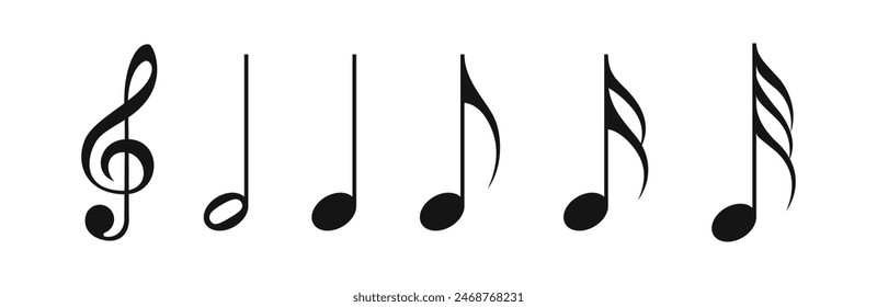 Music notes icon set. Music notes symbols. Note icon set