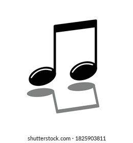 music notes icon with shadow. Black icon on white background