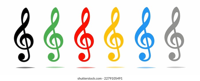 Music notes icon with shadow. Stock vector illustration.