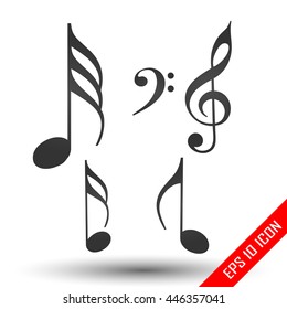Music notes icon. Simple flat logo of music notes isolated on white background. Vector illustration.