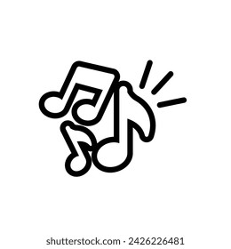 Notensymbol. Einfacher Gliederungsstil. Tonart, Melodie, Klassik, Harmonie, Notenschlüssel, Ton, Melodie, Liedkonzept. Symbol für dünne Linien. Vektorgrafik isoliert.