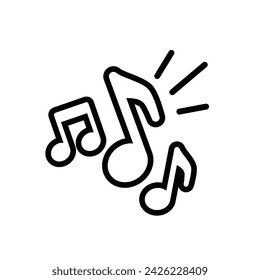 Music notes icon. Simple outline style. Music key, melody, classical, harmony, clef, tone, tune, song concept. Thin line symbol. Vector illustration isolated.