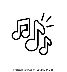 Music notes icon. Simple outline style. Music key, melody, classical, harmony, clef, tone, tune, song concept. Thin line symbol. Vector illustration isolated.