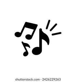 Music notes icon. Simple solid style. Music key, melody, classical, harmony, clef, tone, tune, song concept. Black silhouette, glyph symbol. Vector illustration isolated.