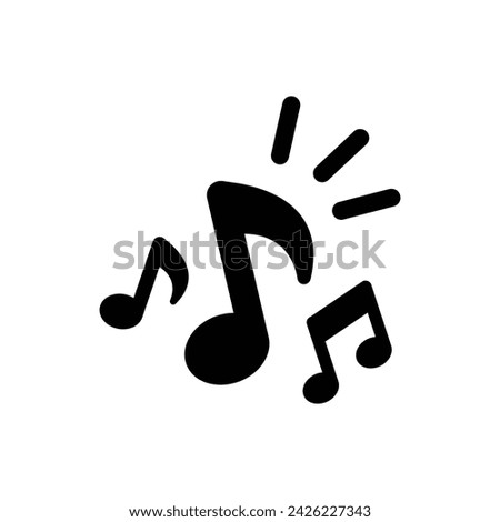 Music notes icon. Simple solid style. Music key, melody, classical, harmony, clef, tone, tune, song concept. Black silhouette, glyph symbol. Vector illustration isolated.