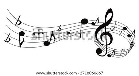 Music notes icon, Simple Music Icon Vector Illustration, Music notes wave isolated, group musical notes background. 