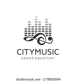 Music Notes icon and Sound Equalizer for Studio Recording Logo design inspiration