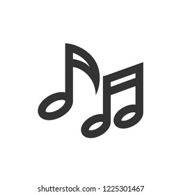 Music notes icon in thick outline style. Black and white monochrome vector illustration.