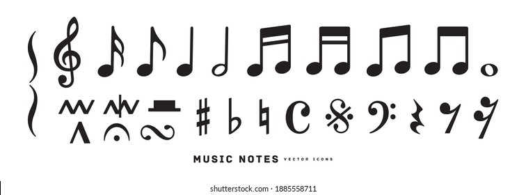 Music notes icon vector illustration set