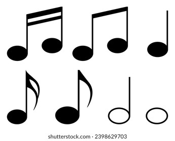 Music notes icons. Black notes symbols. Vector illustration